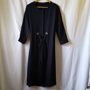 ZARA Elegante Navy Blue Long Dress With Front Tie.